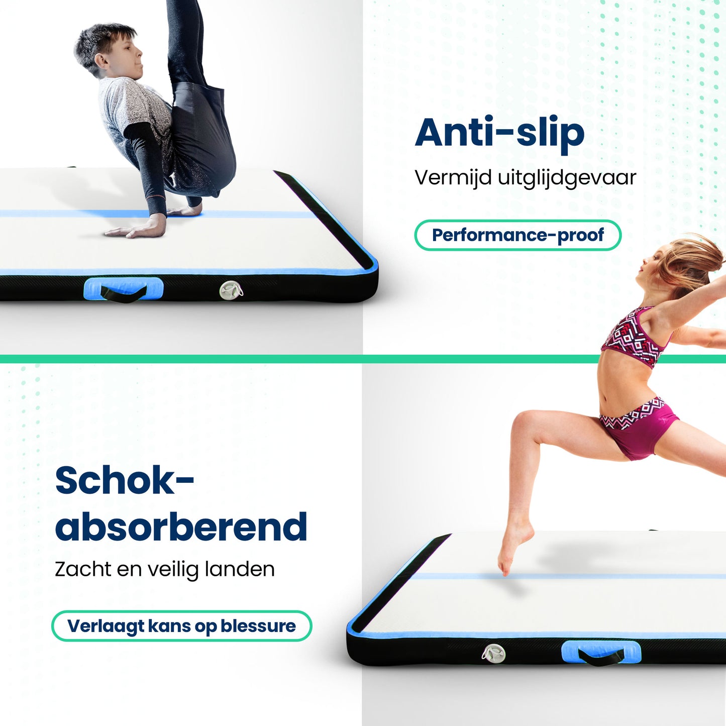 Airtrack 4 Meter - Blauw - 10cm dik