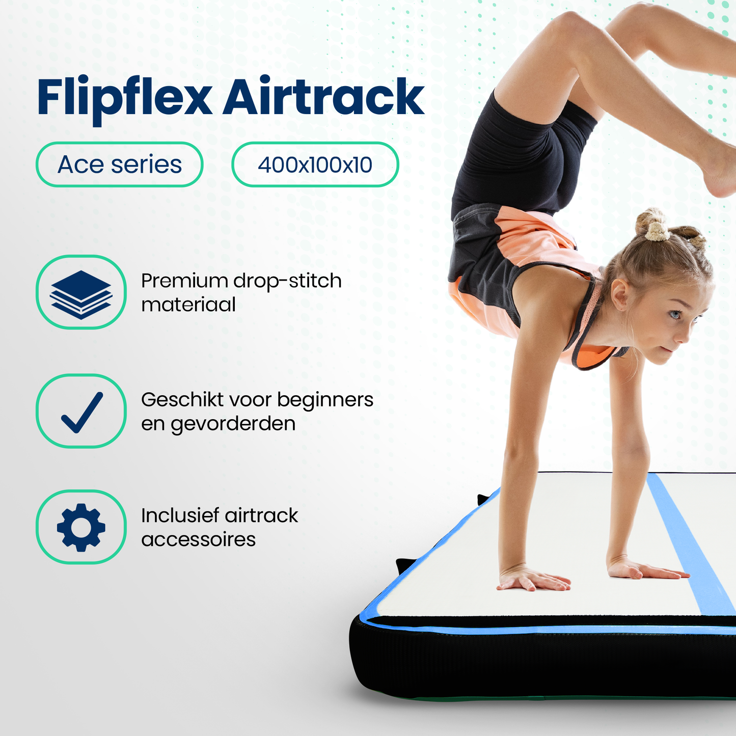 Airtrack 4 Meter - Blauw - 10cm dik