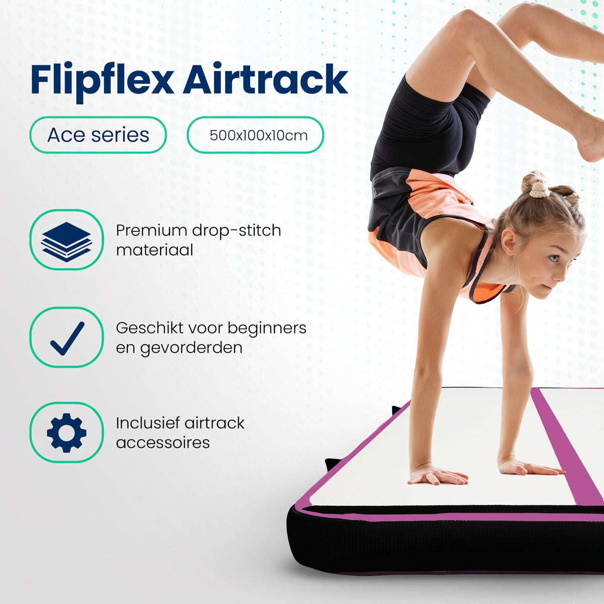 Airtrack 5 meter - 10 cm dik - Roze