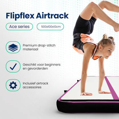 Airtrack 5 meter - 10 cm dik - Roze