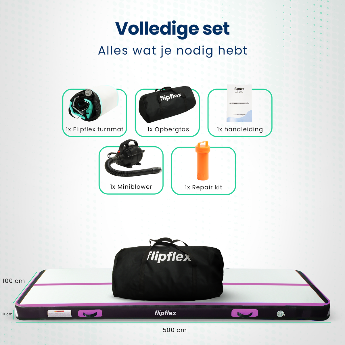 Airtrack 5 meter - 10 cm dik - Roze
